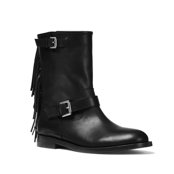 New Michael Kors Collection Ingrid Fringe Leather Moto Western Rock & Roll Boots - Picture 15 of 15